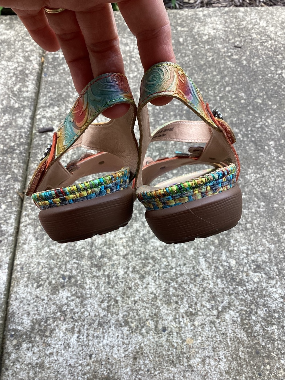 L'Artiste by Spring Step NOURIA Leather Floral Embellished Sandals Size 38 US 7 - Picture 6 of 11